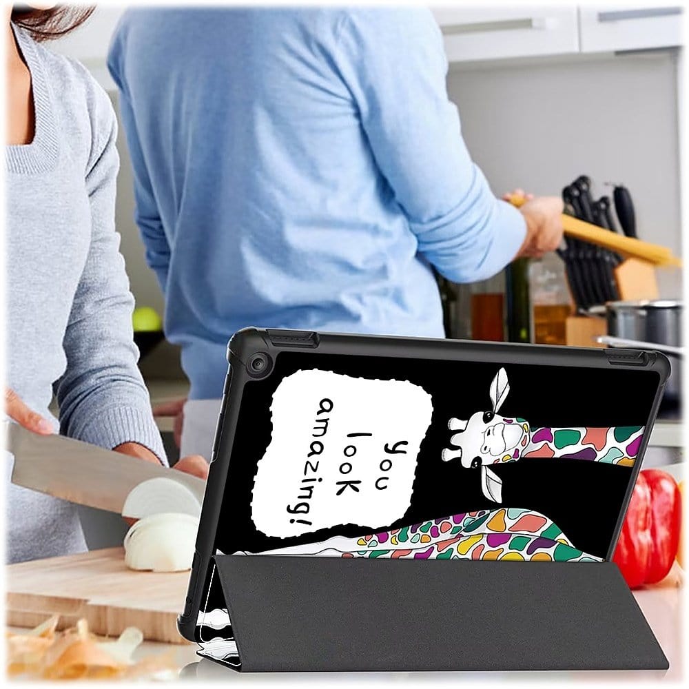 "You Look Amazing" Giraffe Themed Tri-Fold Folio Case - Amazon Fire HD 10