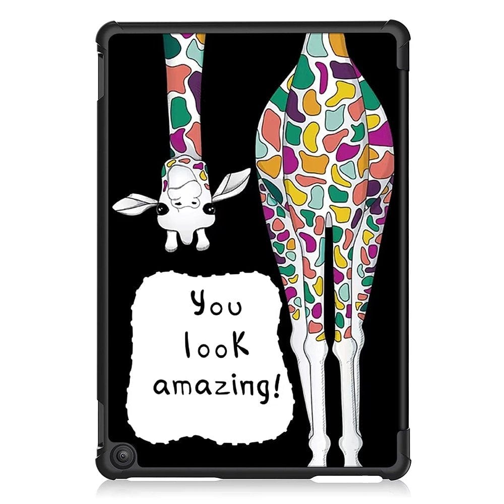 "You Look Amazing" Giraffe Themed Tri-Fold Folio Case - Amazon Fire HD 10
