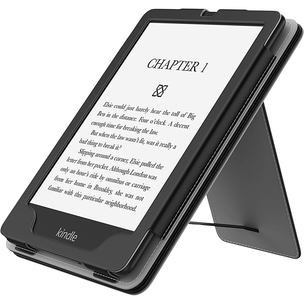 Indy Series Black Vegan Leather Folio Case - Amazon Kindle Paperwhite