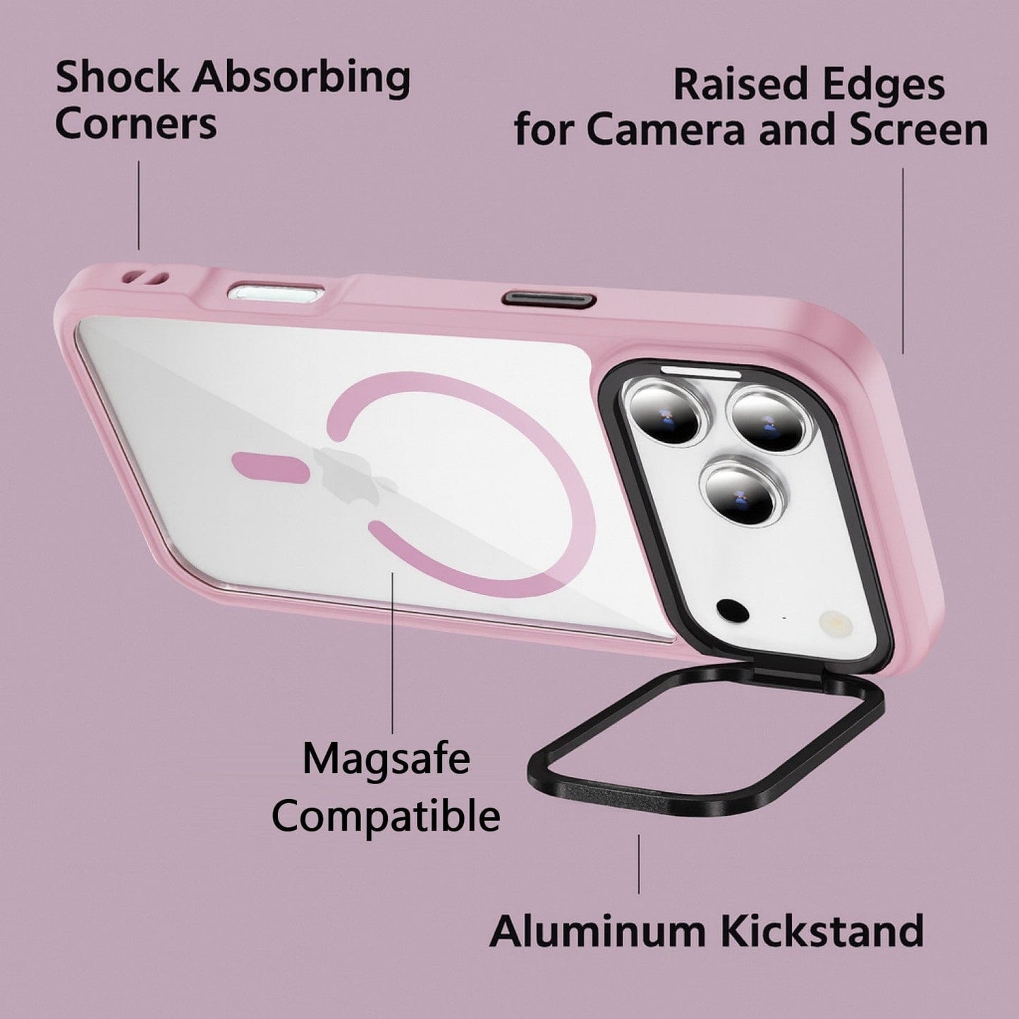 iPhone 17 Pro Max Kickstand Case - Clear Durable Back with Shockproof Edges Magsafe Compatible | Raider ArmorPro Series