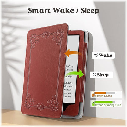 Indy Series Ornate Border Vegan Leather Folio Case - Amazon Kindle Paperwhite and Kindle Colorsoft