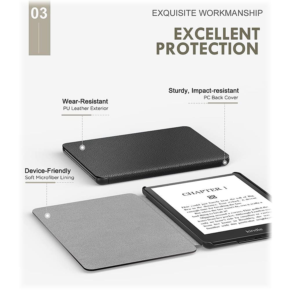 Slim Vegan Leather Business Folio Case - Amazon Kindle Paperwhite (2021-2023)