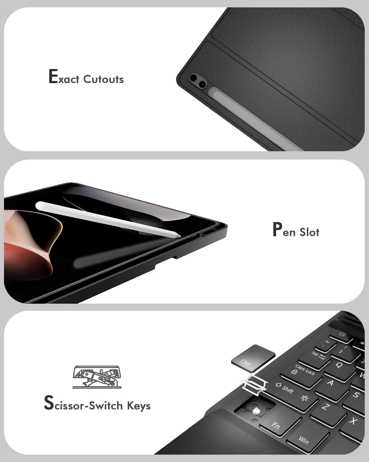 Samsung Galaxy Tab S11 Keyboard Case - 7 Backlight Colors and Trackpad | Navigate Series